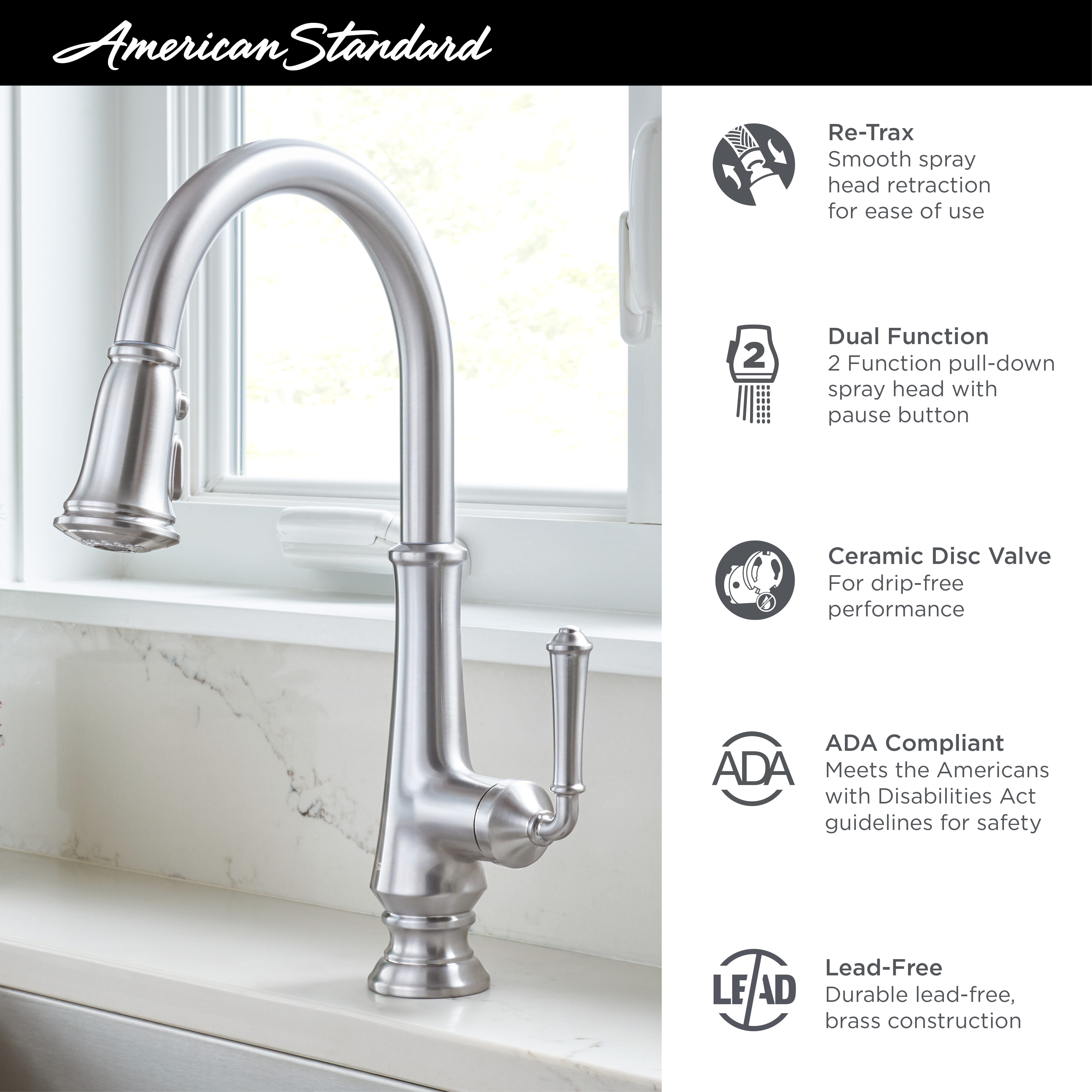 Delancey® Single-Handle Pull-Down Dual Spray Function Kitchen Faucet 1.5 gpm/5.7 L/min